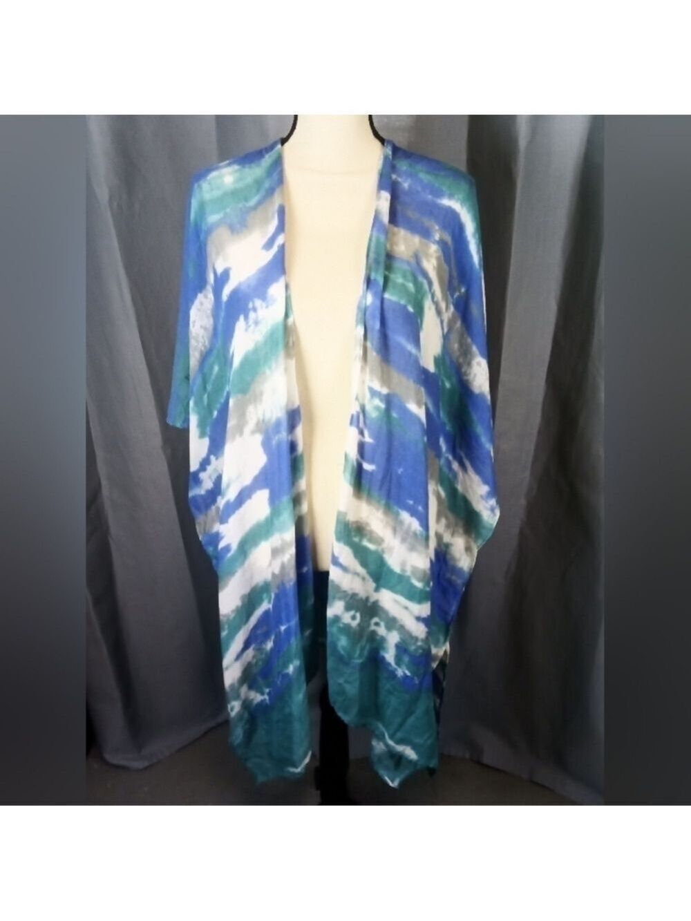 Avenue swim suit cover up, blue, green, and white pattern, one size